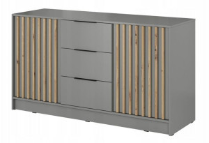 Komoda 155 cm szara + lamele dąb artisan loft NELL