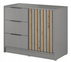 Komoda 105 cm szara + lamele dąb artisan loft NELL