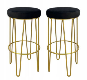 2x Hoker niski taboret barowy 66 złoty metalowy 4P