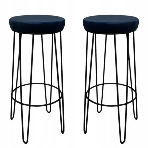 2x Hoker taboret barowy 75cm granatowy loft 4P