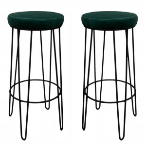 2x Hoker taboret barowy 75cm zielony metal loft 4P