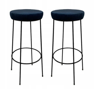 2 x hoker wysoki taboret 75 cm metal granatowy 1P