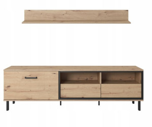 Stolik RTV + półka artisan + czarny antracyt NES
