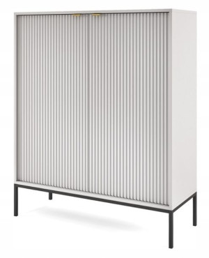 Komoda 104cm szara +złote uchwyty czarne nogi NOV