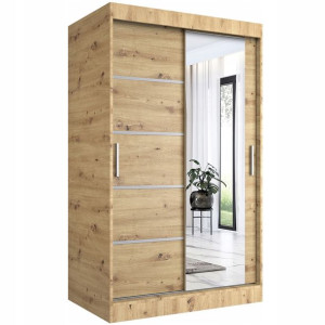 Szafa przesuwna 120 cm dąb artisan + lustro MKP