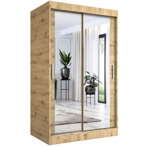 Szafa przesuwna 120 cm dąb artisan + lustro MKP