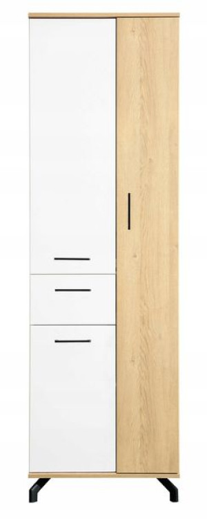 Szafa 60 cm biała + dąb + czarne nóżki loft MAD2
