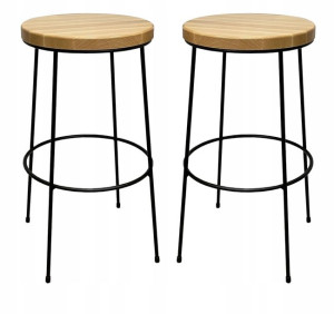 2 x Hoker niski taboret barowy 63 metal +drewno 1P