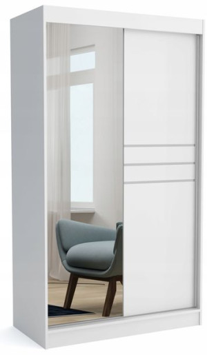 Szafa przesuwna 100 cm biała mat lustro listwy ML