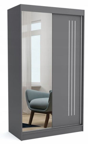 Szafa przesuwna 100 cm antracyt lustro listwy ML