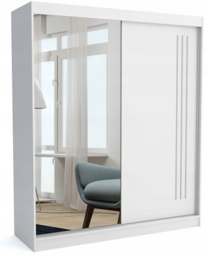 Szafa 160 cm biała mat lustro listwy przesuwna ML