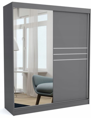 Szafa 160 cm antracyt lustro listwy przesuwna ML