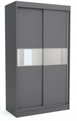 Szafa przesuwna 100 cm antracyt + małe lustra ML