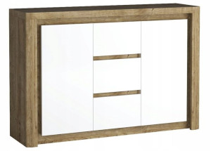 Komoda nowoczesna 144 cm dąb biały połysk LED LV7