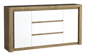 Komoda nowoczesna 184 cm dąb biały połysk LED LV8
