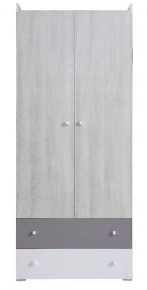 Szafa 80 cm biała / szara młodzieżowa 2 drzwi C3