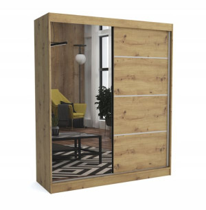 Szafa przesuwna 180cm dąb artisan lustro+listwy ML