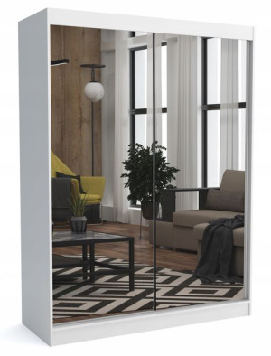 Szafa przesuwna 160 cm biała mat + lustro ML