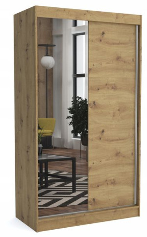 Szafa 100 cm dąb artisan +1 lustro przesuwna ML
