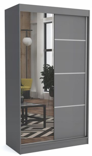 Szafa 100 cm szara antracyt +1 lustro przesuwna ML
