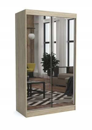 Szafa przesuwna 2 drzwi 100 cm sonoma + lustro ML