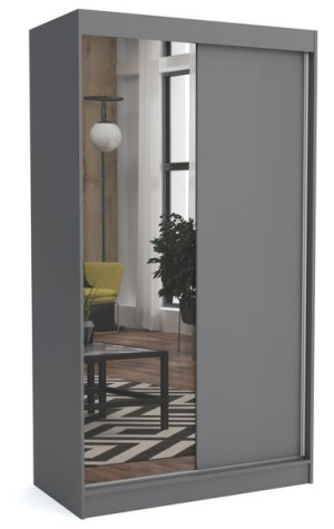 Szafa 120 cm szara antracyt +1 lustro przesuwna ML