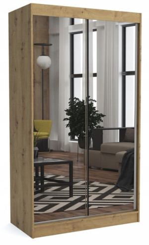 Szafa przesuwna 120 cm dąb artisan + lustra ML