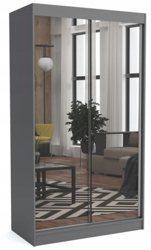 Szafa przesuwna 120 cm szara antracyt + lustra ML