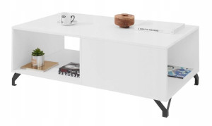 Ława stolik kawowy biała 120 cm czarne nogi BG10