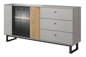 Komoda 175 cm szara + dąb artisan 2w3s loft AV7