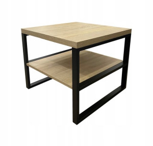 Ława stolik z półką 60 loft dąb sonoma metal nogi