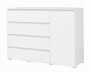 Komoda 138cm CS-5 4szuflady + drzwi biały mat
