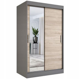 Szafa przesuwna 120cm antracyt +sonoma +lustro MKP