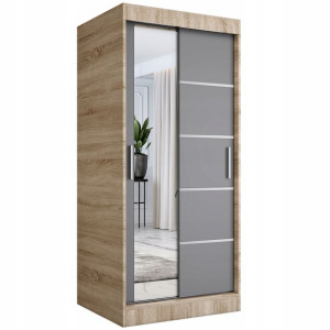 Szafa przesuwna 90cm sonoma + antracyt +lustro MKP