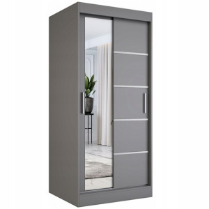 Szafa przesuwna szara z lustrem 90 cm antracyt MKP