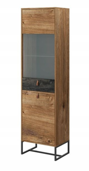 Witryna loft metalowe nogi 53 cm dąb + czarna DA5