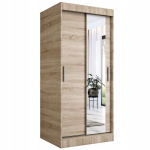 Szafa przesuwna 2 drzwi 90 cm sonoma + lustro MKP