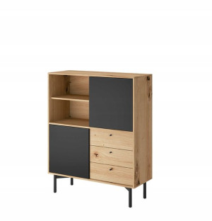 Regał/komoda 102 cm dąb artisan + czarny loft FL3