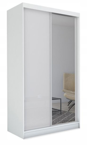 Szafa przesuwna 150 cm biała z lustrem P150
