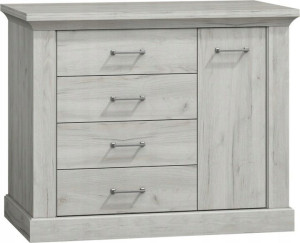 Komoda 114 cm kraft biały 4 szuflady stylowa APO2