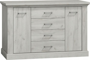 Komoda 162 cm kraft biały 4 szuflady 2 drzwi APO18