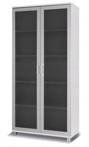 Regał szkło dwudrzwiowy 100cm biały mat X22
