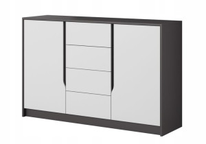 Komoda 138 szara grafit biała drzwi 4 szuflady SG2