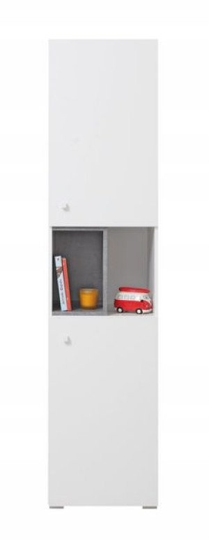 Regał biały + beton 45 cm wąski słupek + drzwi SI5