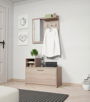 Garderoba lustro dąb sonoma wieszaki 80 cm PM1