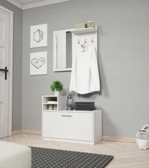Garderoba lustro biały mat wieszaki półka 80cm PM1