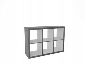 Nowoczesny tani regał PL 113 cm biały + beton