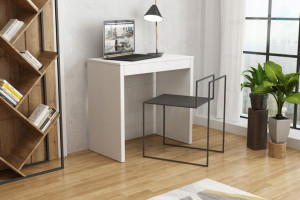 Tanie małe biurko toaletka 80 cm sonoma biały