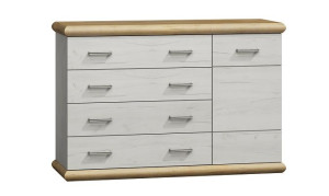Komoda 4 szuflady drzwi 136 kraft złoty +biały KR9