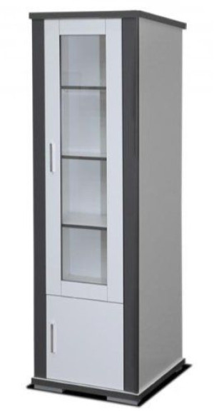 Witryna szkło wąska 54 cm biała mat + grafit G-9